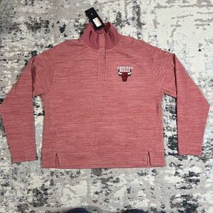 Antigua Connection Chicago Bulls Soft Pullover SweatShirt 1/4 Button Women's M